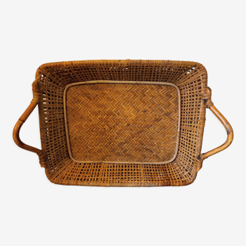 Basketry tray rattan wicker vintage