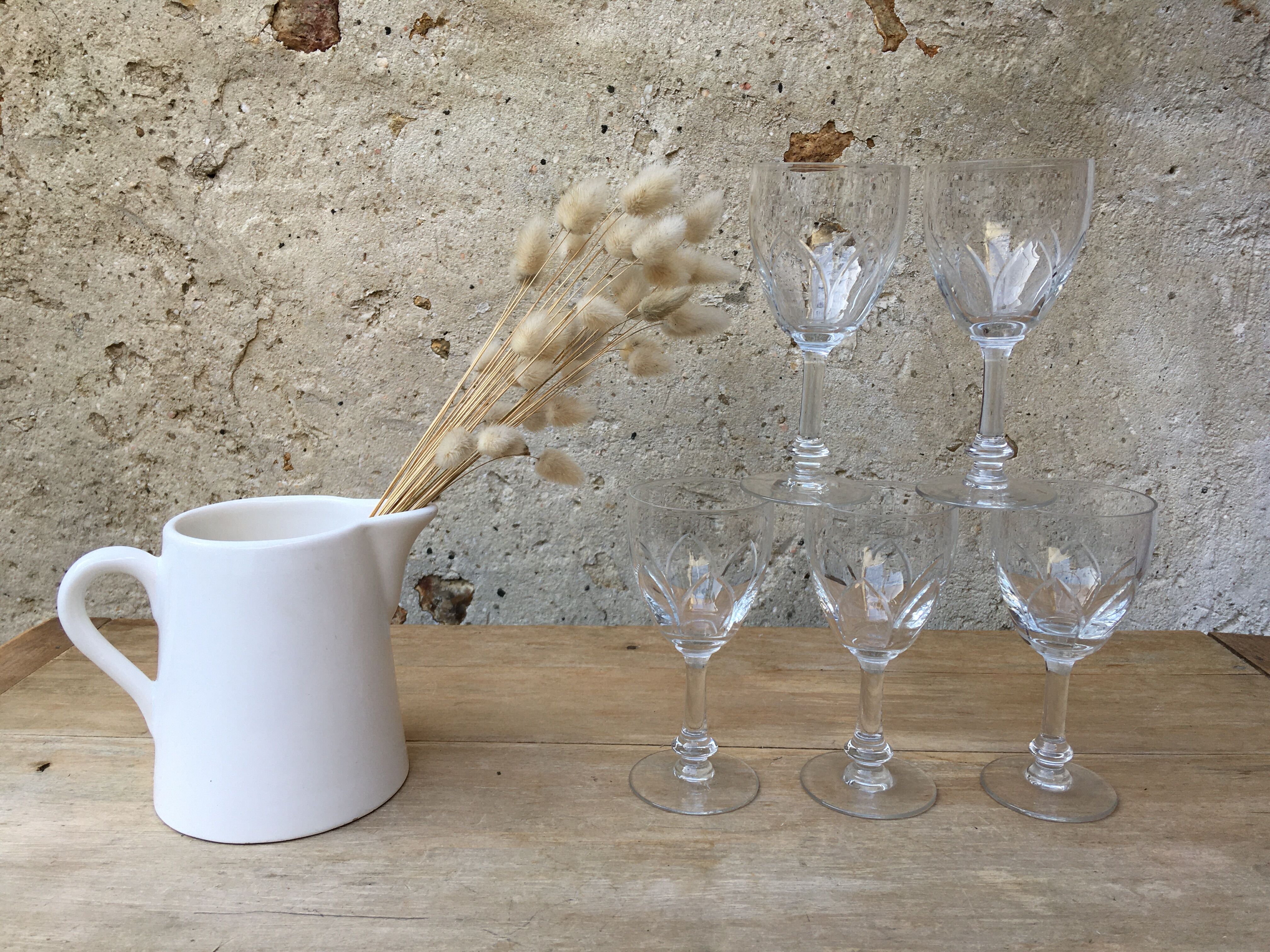 5 verres à pied "fleur"