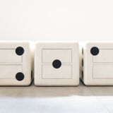 Dado cube with wheels and two drawers in beech plywood from the 1980s set of 3