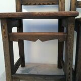Pair of ethnic crude wooden chairs