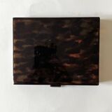 Tray - box with a lid in tortoiseshell plexiglass, 1970s design.