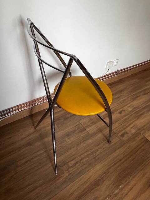 Yamakado chair, chrome and yellow skai