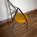 Chaise yamakado, chrome et skaï jaune