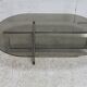Coffee table with steel base and smoked glass slab. Circa 197