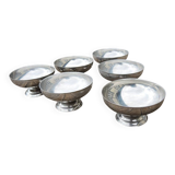 6 anciennes coupes à glace bistrot XL en inox