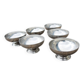 6 old XL stainless steel bistro ice cream cups