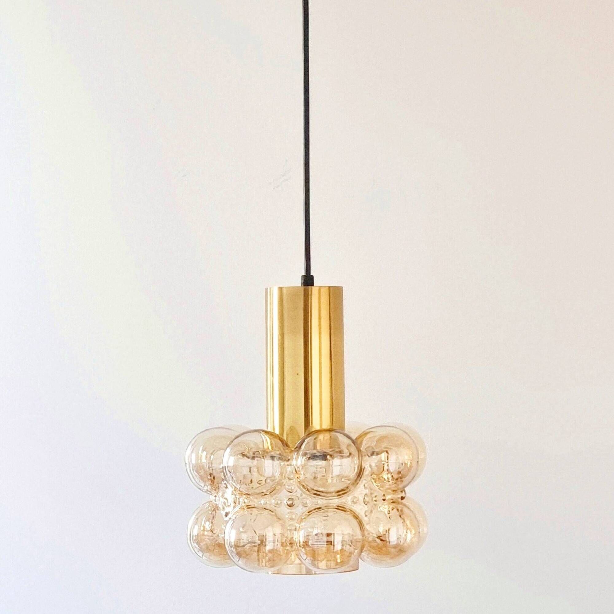 Mid-Century Modern Amber Bubble Glass Ceiling Light by Helena Tynell for Limburg, Germany, 1960s