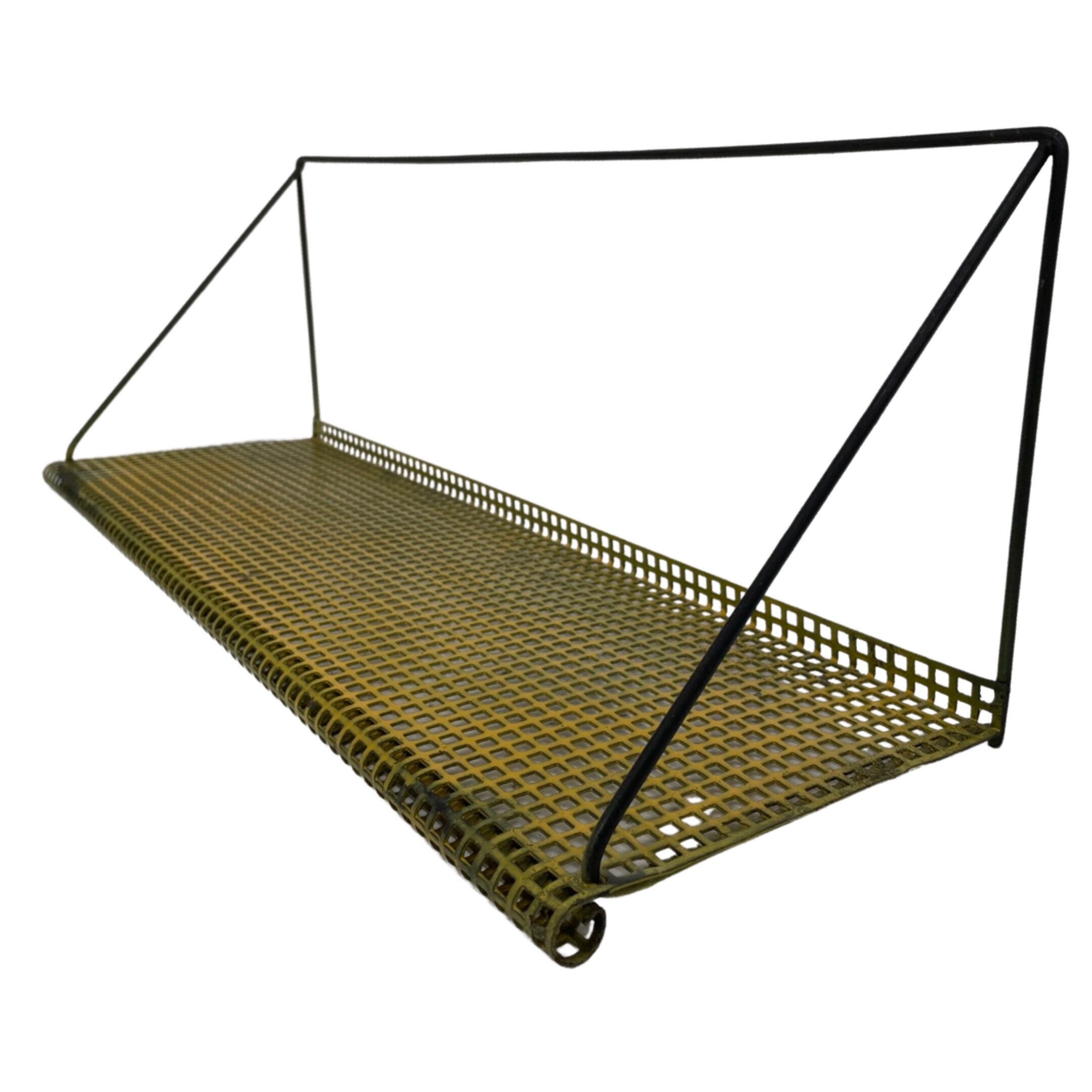 Vintage Wall shelf Pilastro perforated yellow wall unit 1960