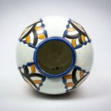 Art Deco vase from the Nimy pottery — geometric design, Belgium circa 1940.