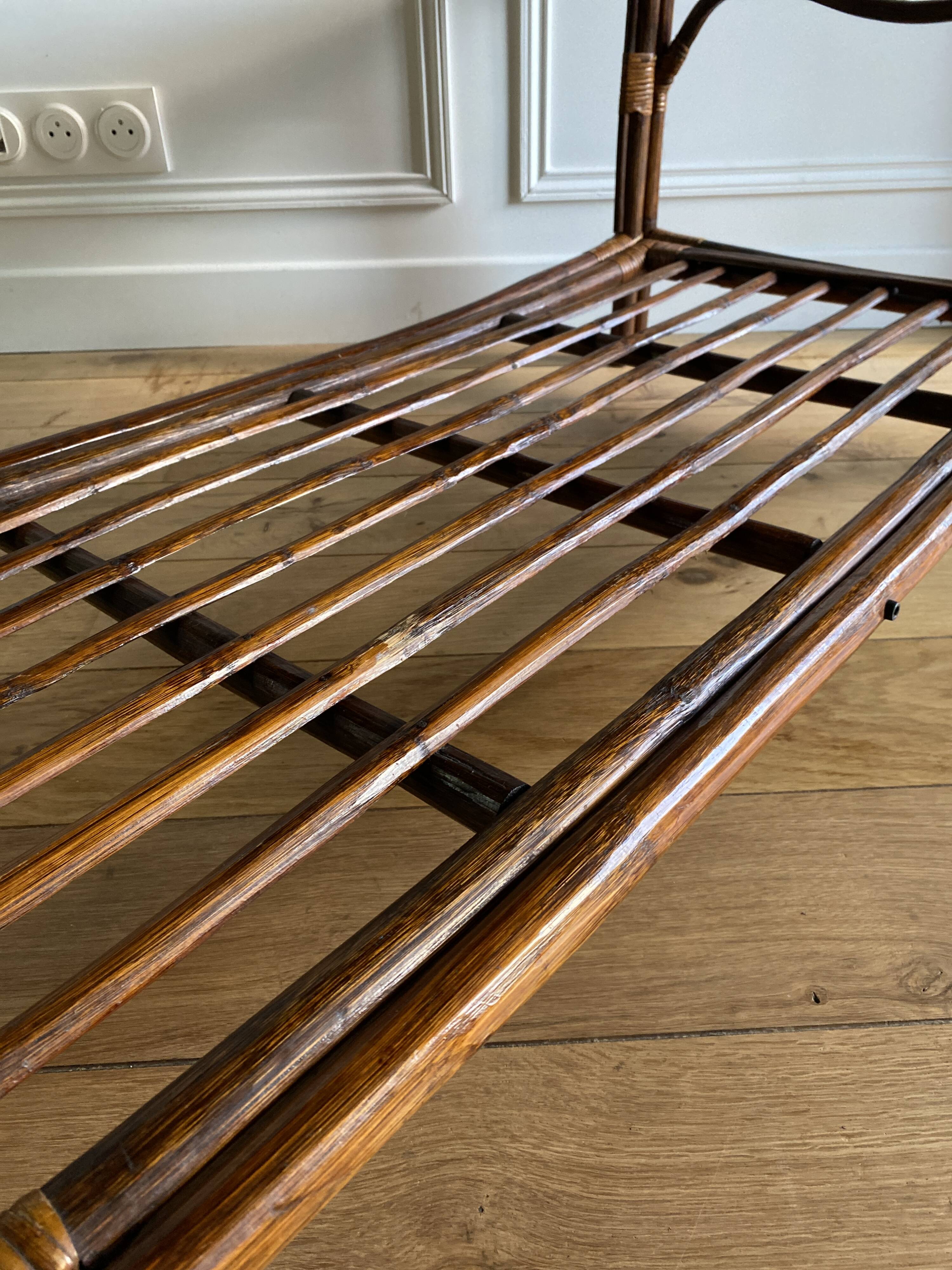 Vintage brown bamboo living room coffee table