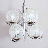 Chandelier in glass and chrome metal 1970