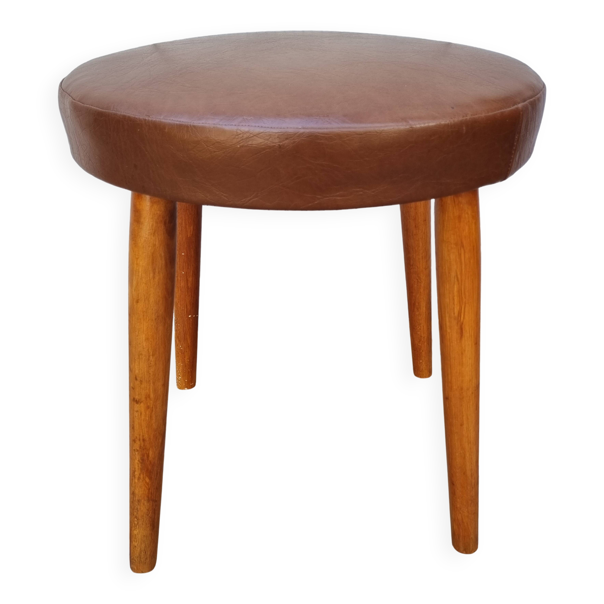 Vintage intra hamburg stool in skai, spring seat, 43 cm, 1950s