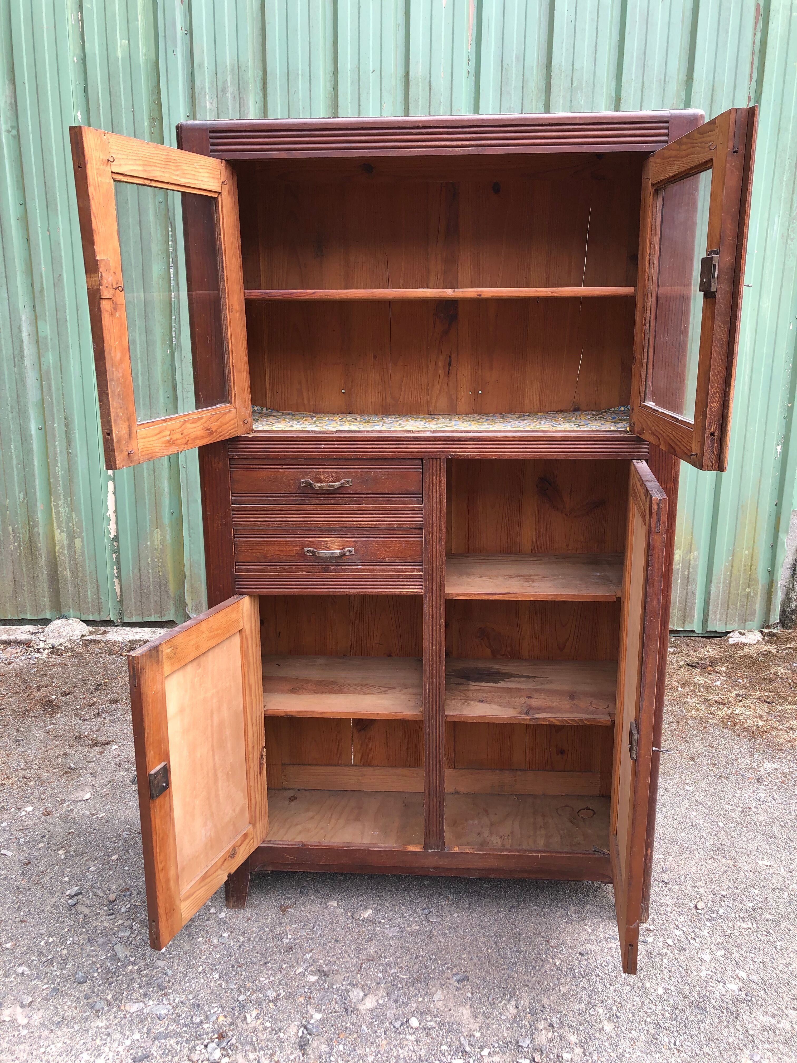 Vintage Parisian pine cabinet.