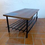 Coffee table in ceramic wood and metal vintage 1960.