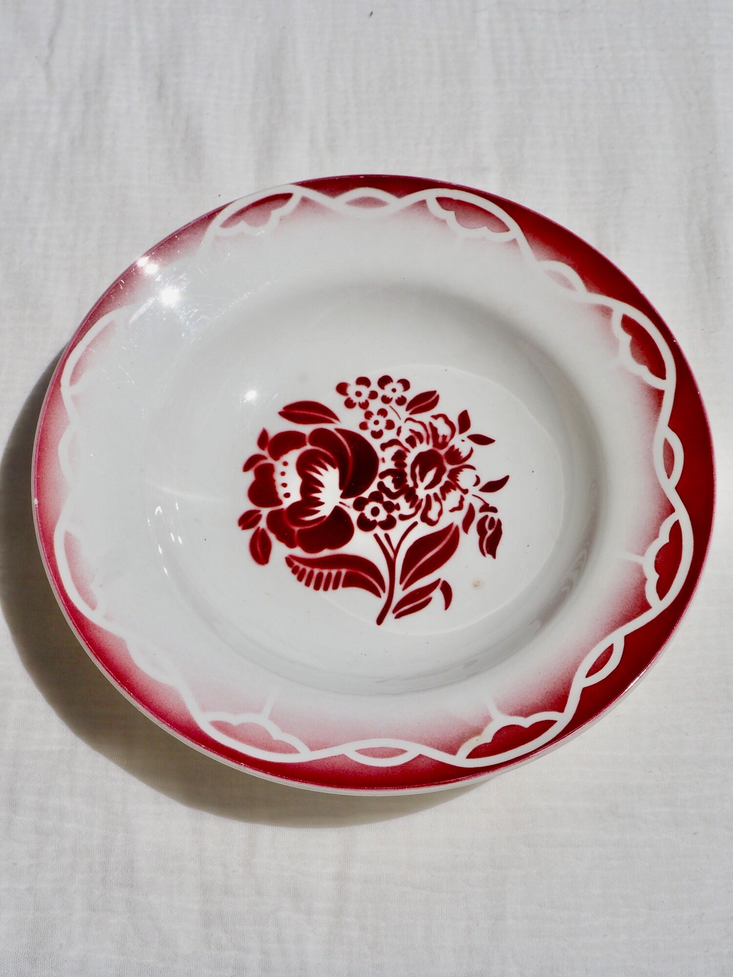 Set of 6 hollow plates Terre de Fer, model "Odette", Digoin Sarreguemines