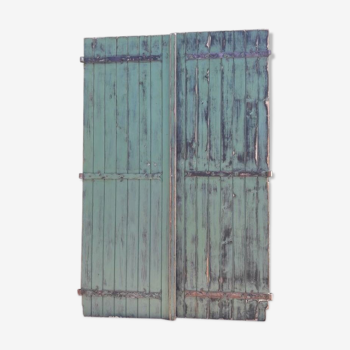 Pair of large wooden iron hanging shutters