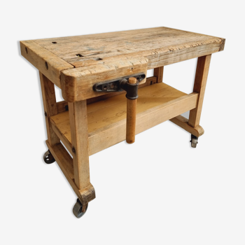 Ancien établi en hêtre