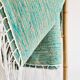 Handwoven green plaid with fine striped linen - fine fringes