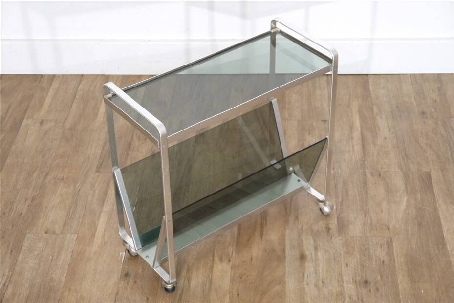Aluminum and glass side table 1970