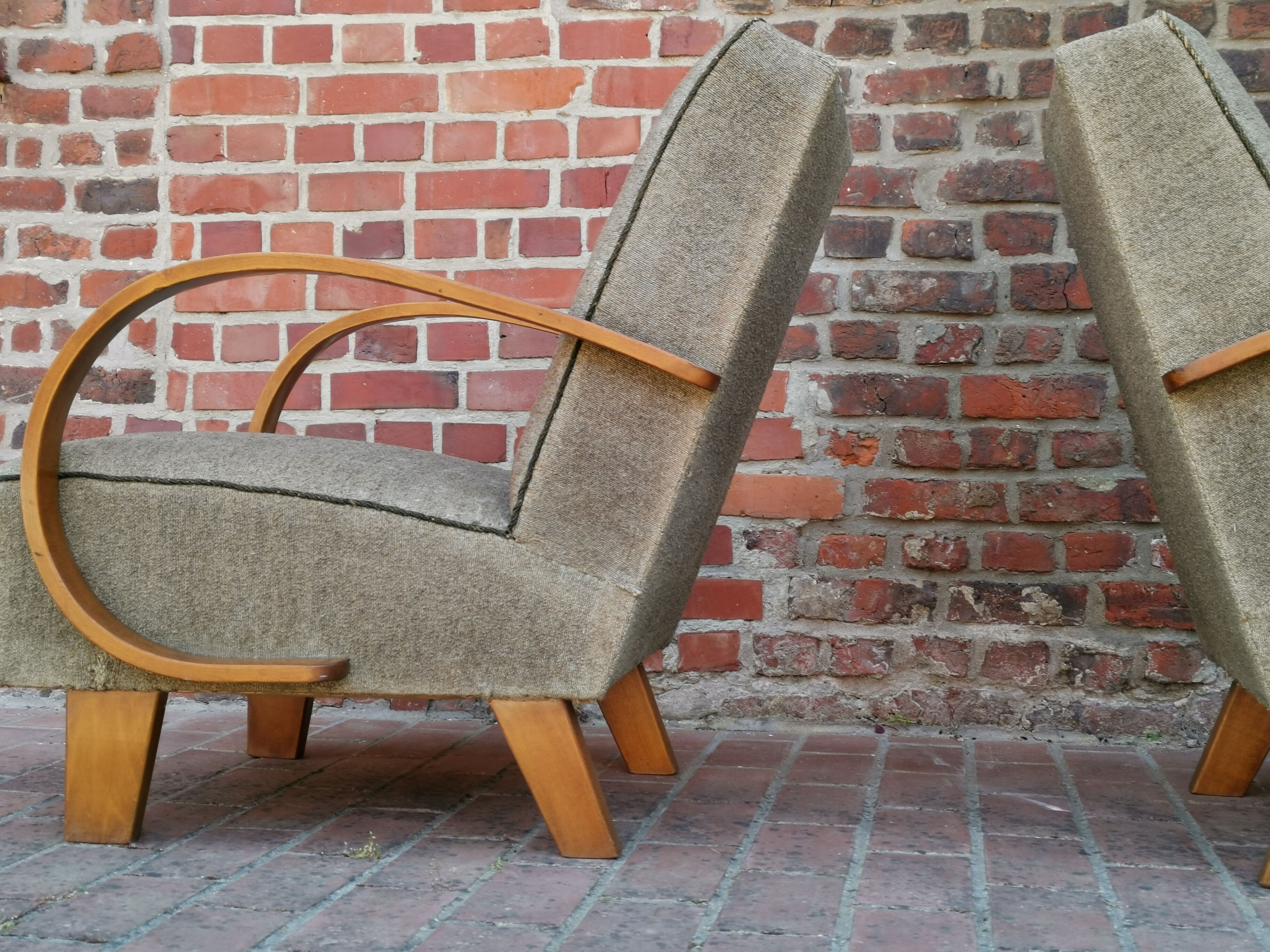 Pair of armchairs by Jindrich Halabala for Thonet 1950. Art deco