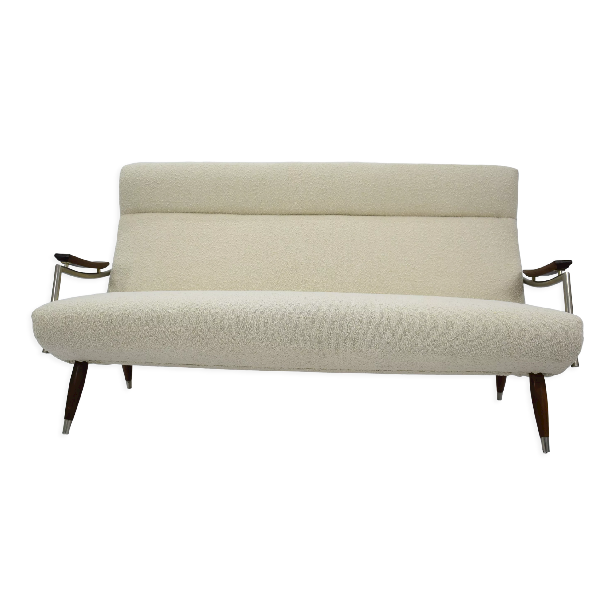 Canapé Danemark années 1960 bouclé beige