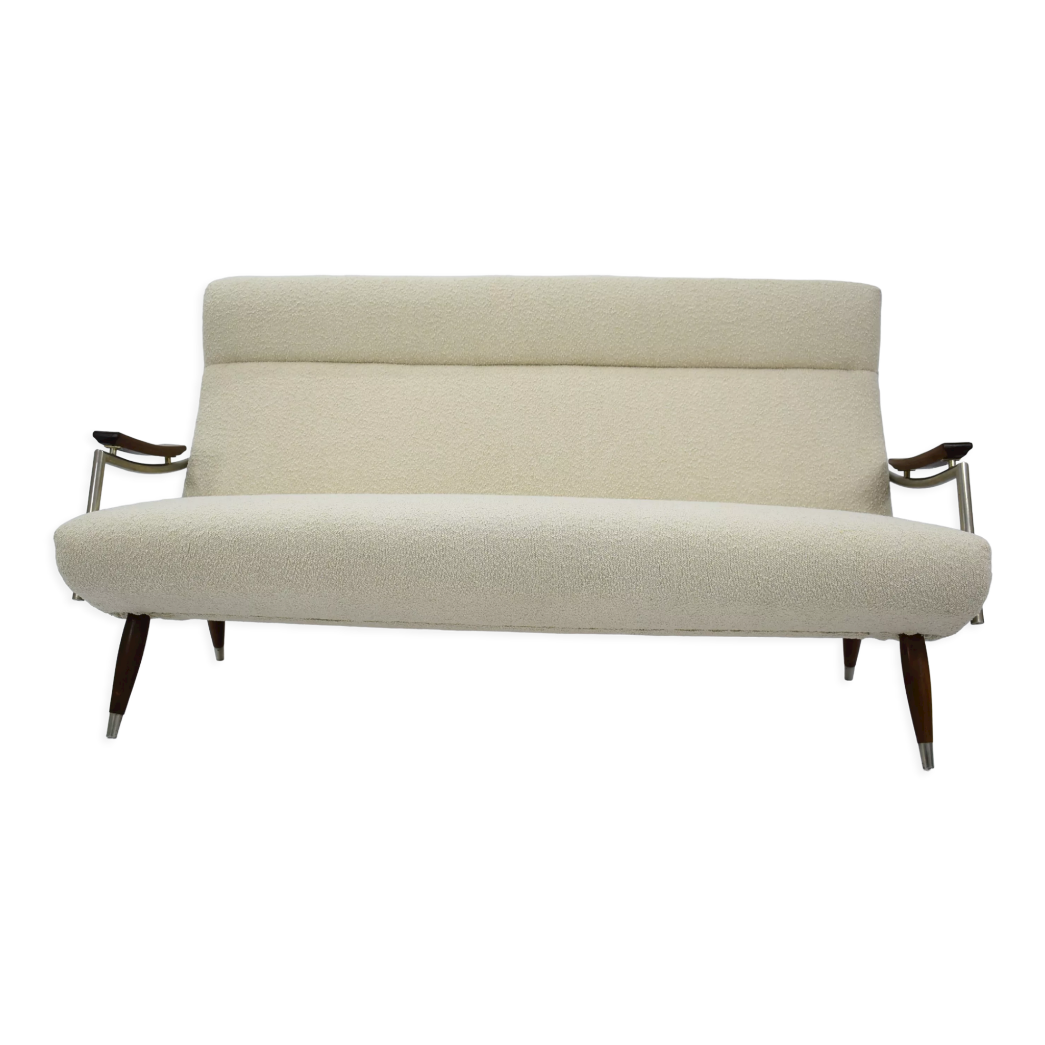 Canapé Danemark années 1960 bouclé beige