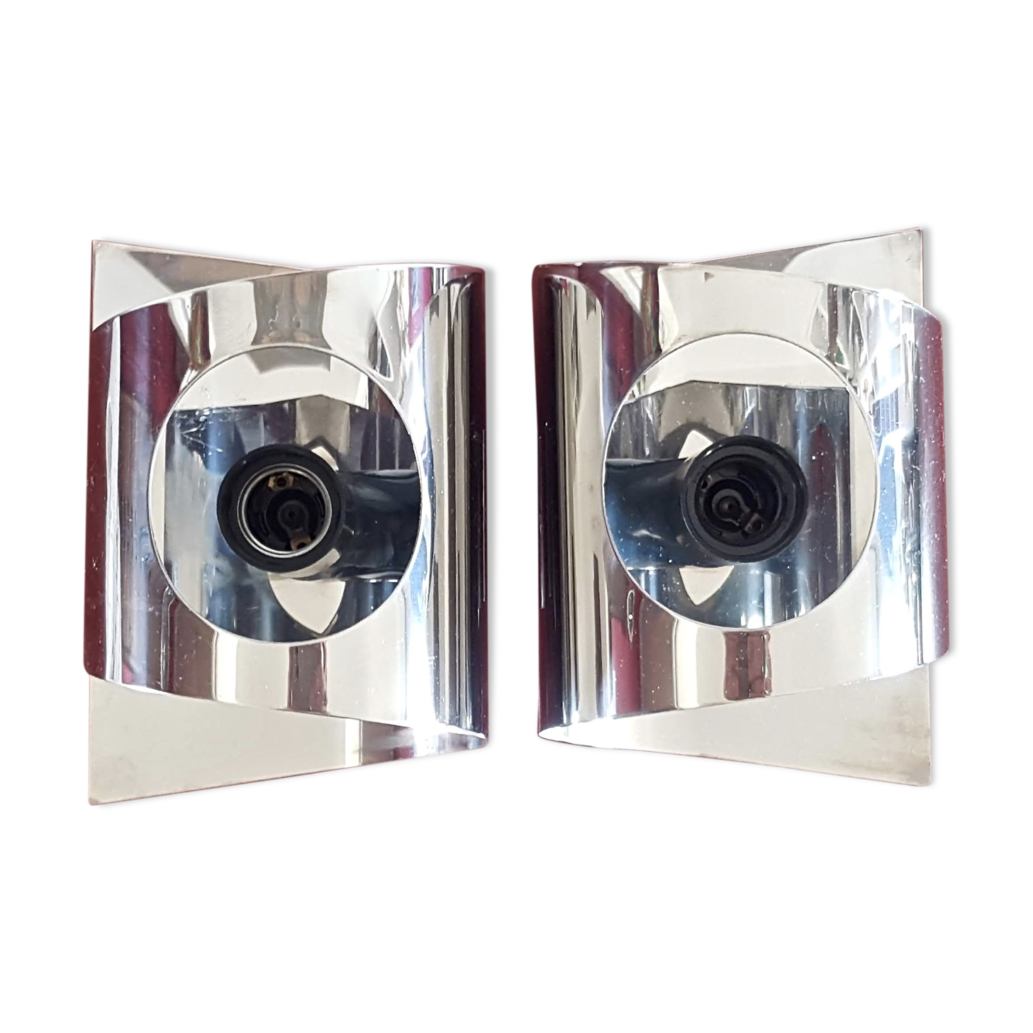 Pair of wall light 70s chrome metal