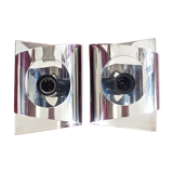 Pair of wall light 70s chrome metal