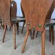 8 chaises brutalistes vintage en bois