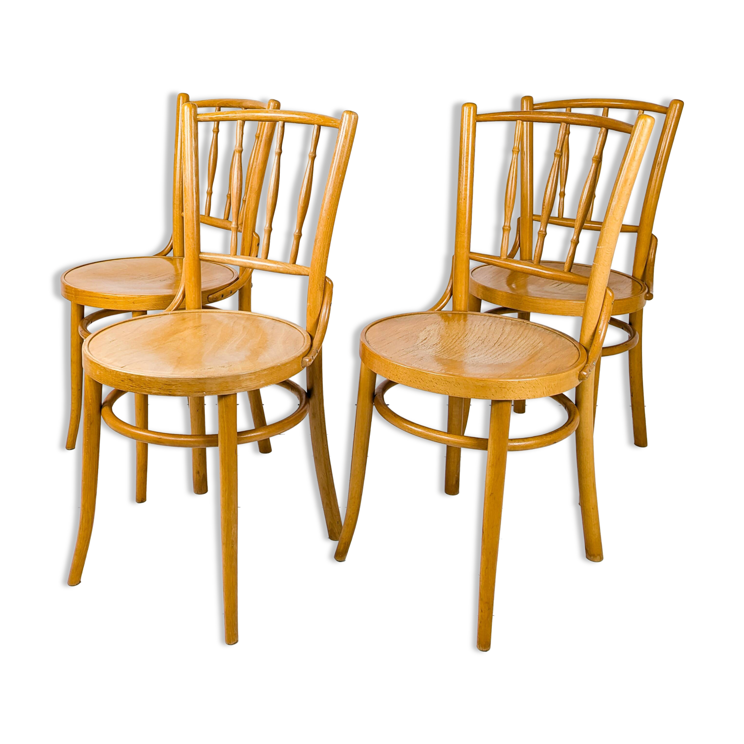 4pcs Vintage Cafe Chair Spacers Chairs Wooden Chair Mid Century Retro Bistro Chair Turned