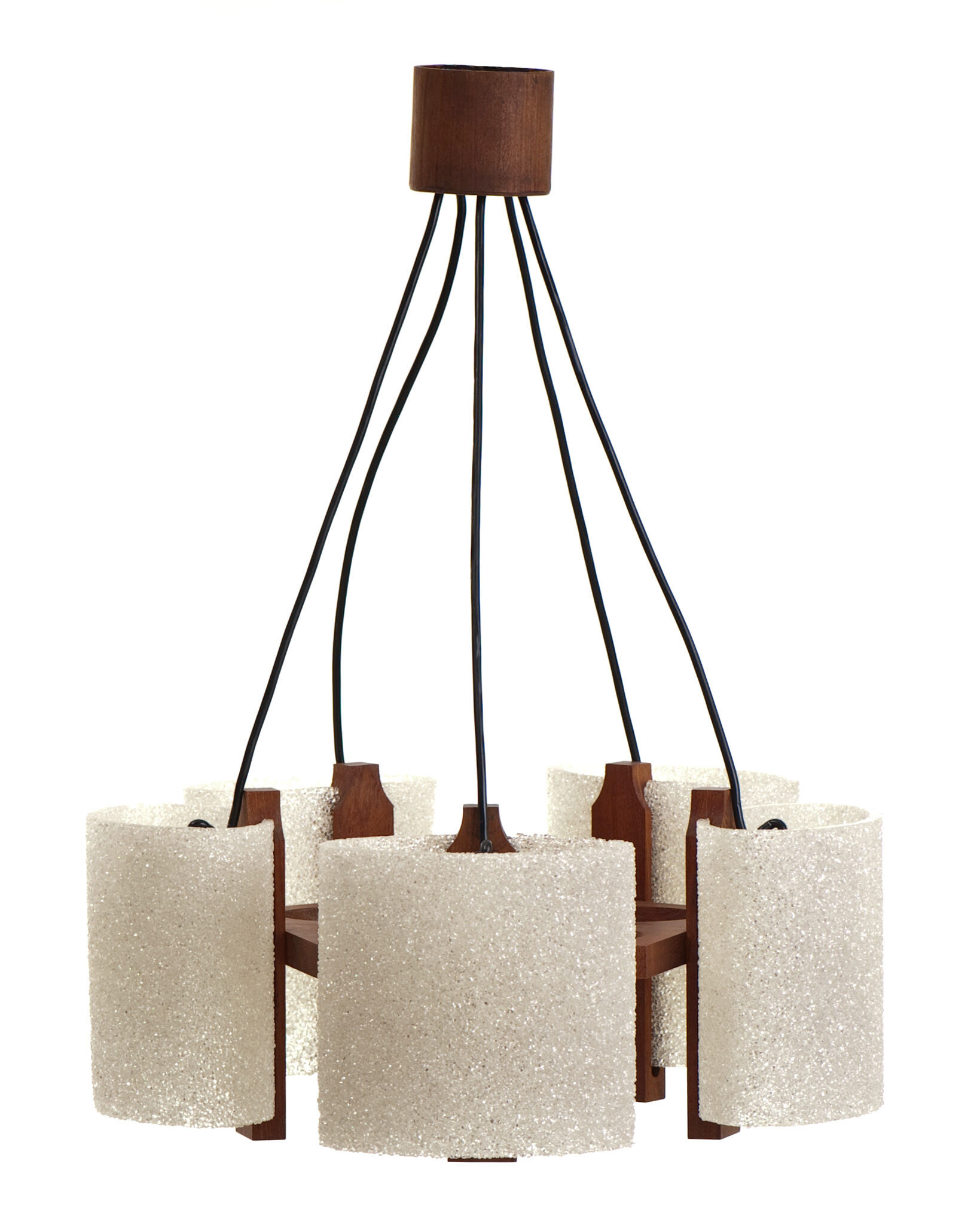 Chandelier design vintage Scandinavian teak year 60