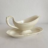 Old sauce boat in Montereau earthenware ironstone