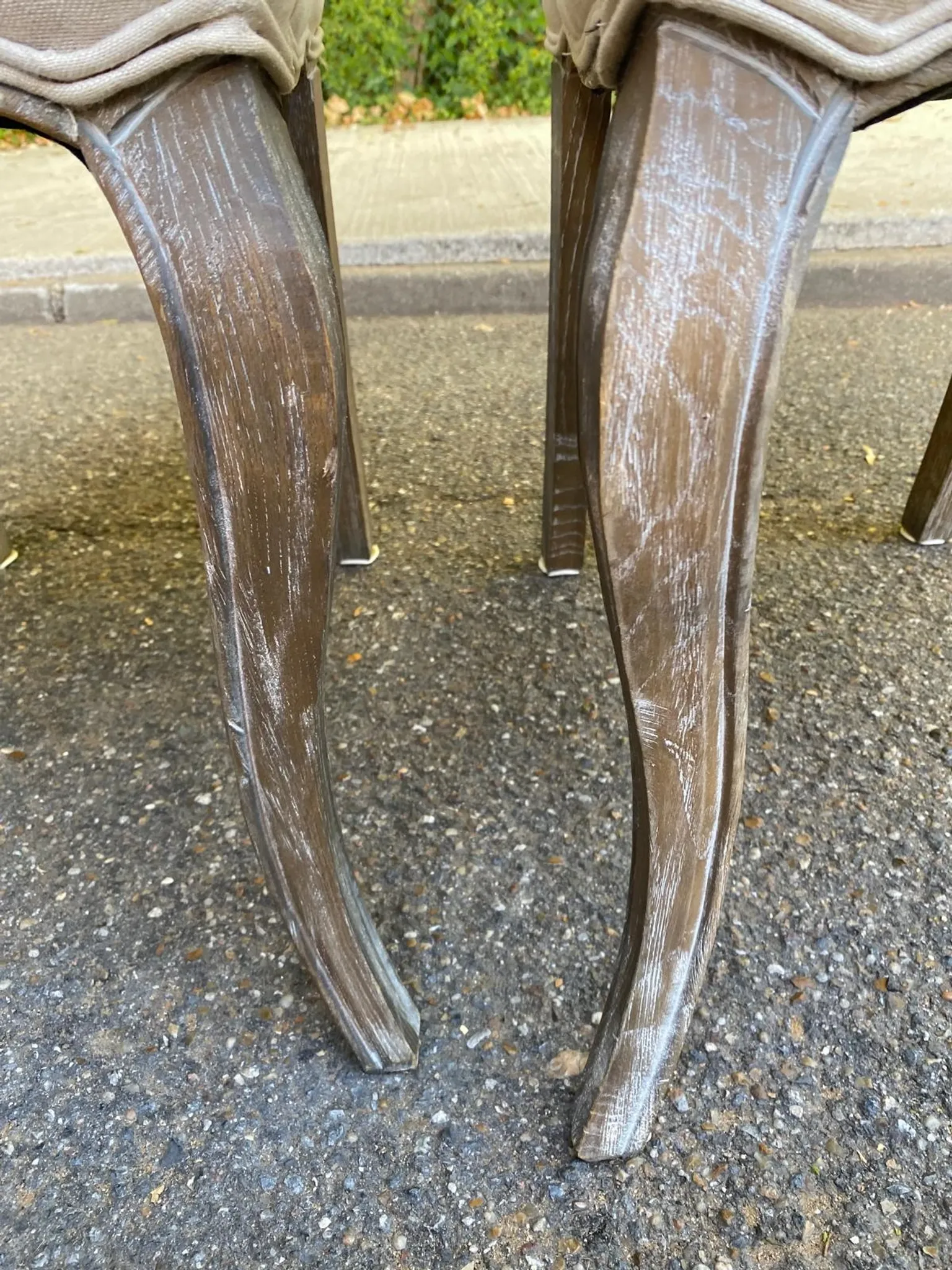 4 upholstered chairs in linen and ash, Maisons du Monde model Chloé.