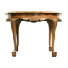 Coffee table in Baroque style, mid century, with claw foot legs, burl wood scalloped top