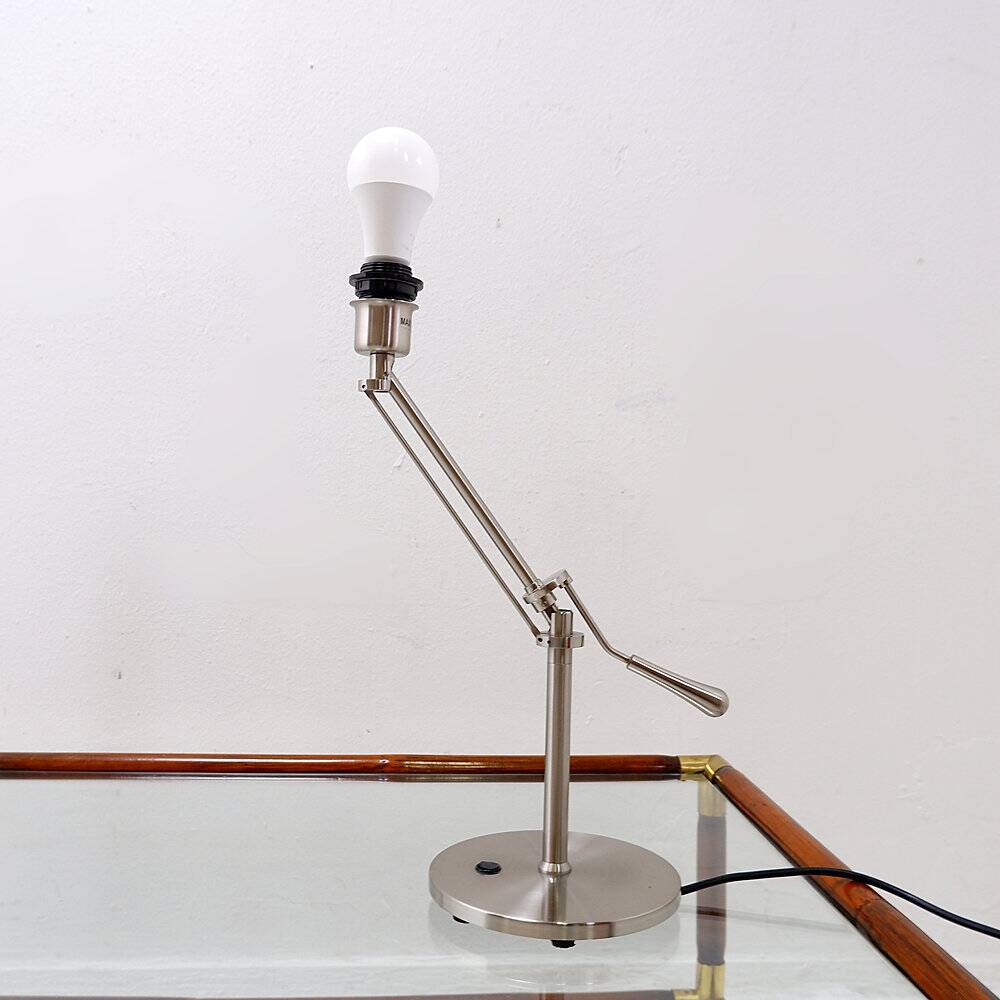 Pair of brushed steel table lamps with adjustable tilt - United Kingdom