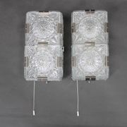 Pair of mid-century Czech glass wall lights by Kamenický Šenov