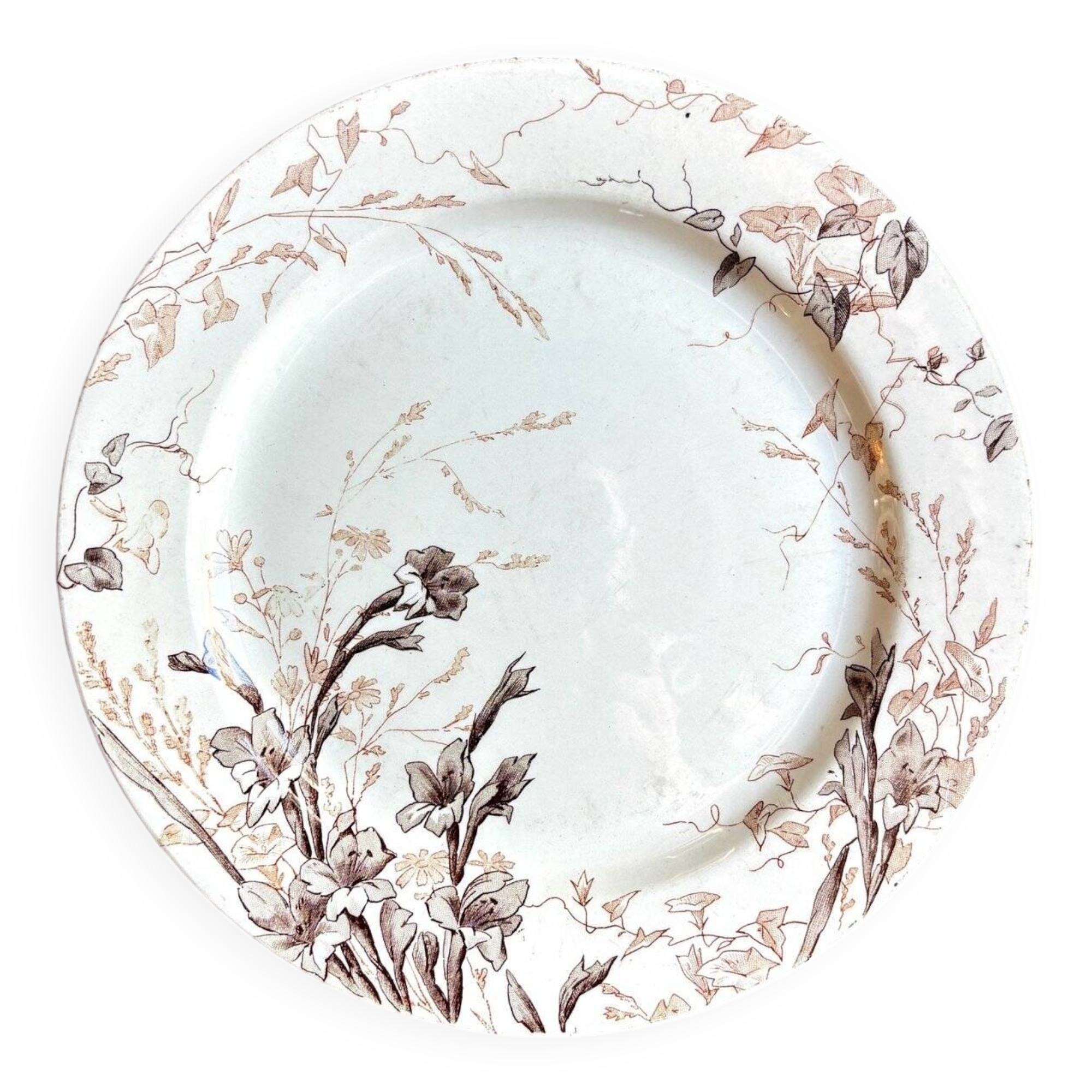 Ironware cake plate from Creil and Montereau, "Glaïeul" service