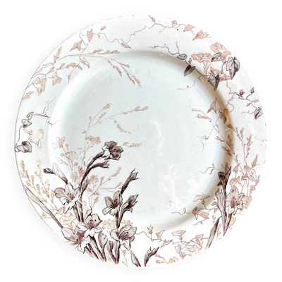 Assiette à gâteau en terre de fer Creil et Montereau, service ''Glaïeul