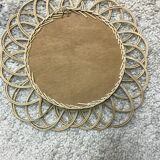 Vintage flower wicker mirror 40x40cm