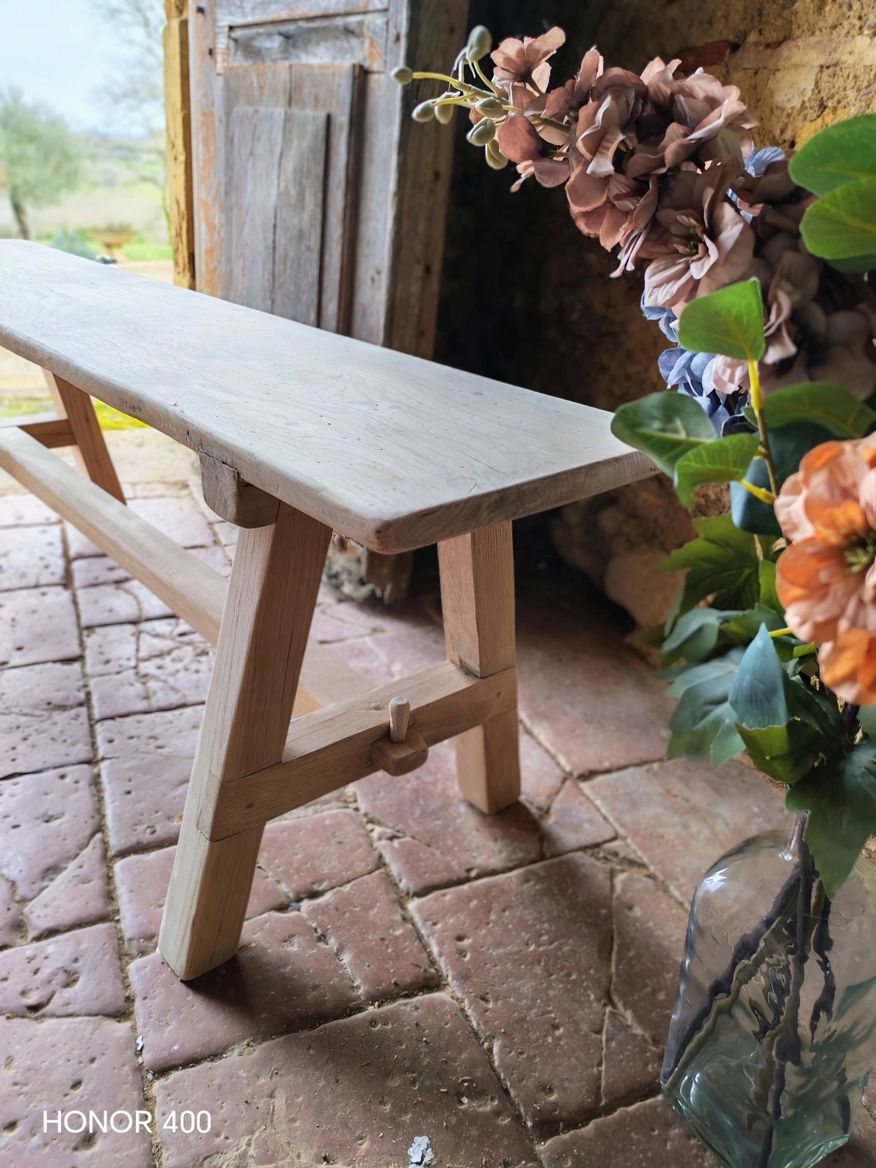 Banc en chêne massif, Rustique,Brut.