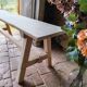 Rustic, raw solid oak bench.