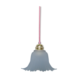 Suspension tulipe en verre dépoli