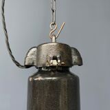 Large black enamel Bauhaus hanging lamp