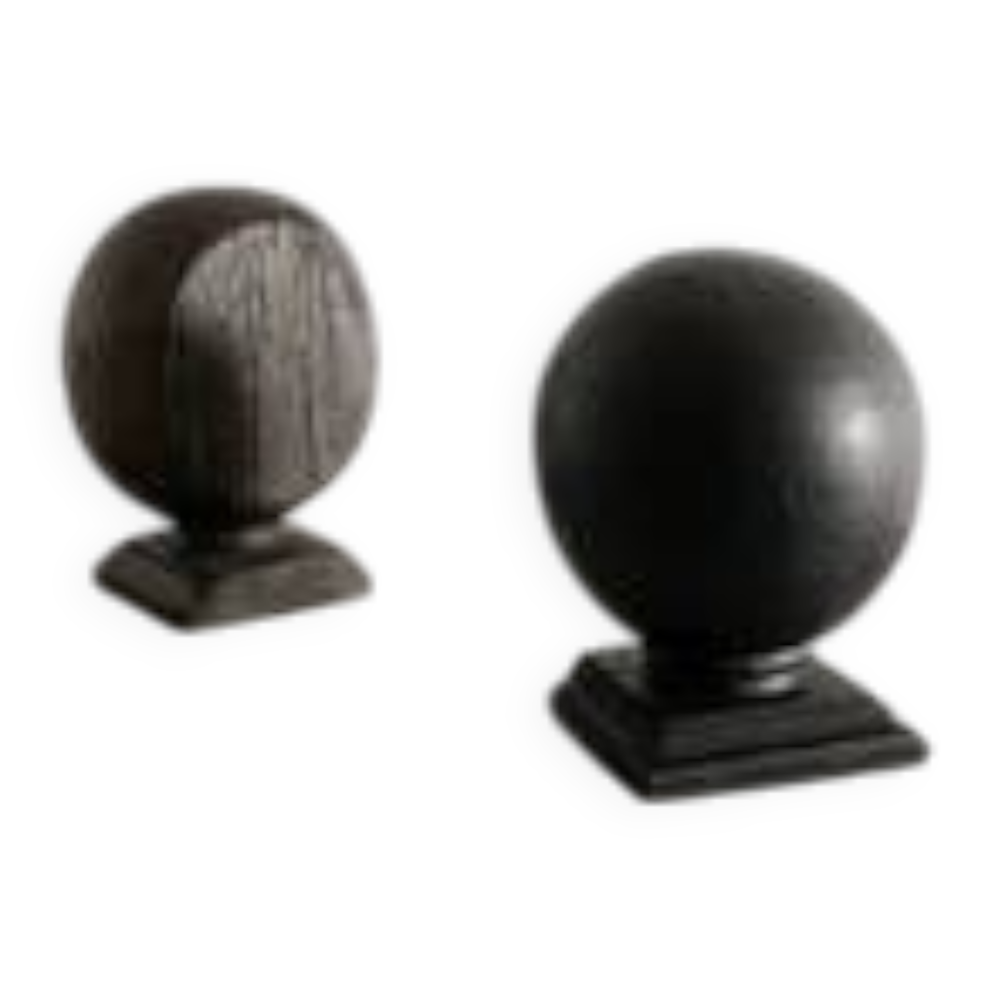 Pair of Vintage Black & Brown Round Wooden Sculptures