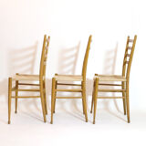 Trio of wooden chairs and rope, Italy, 1950s