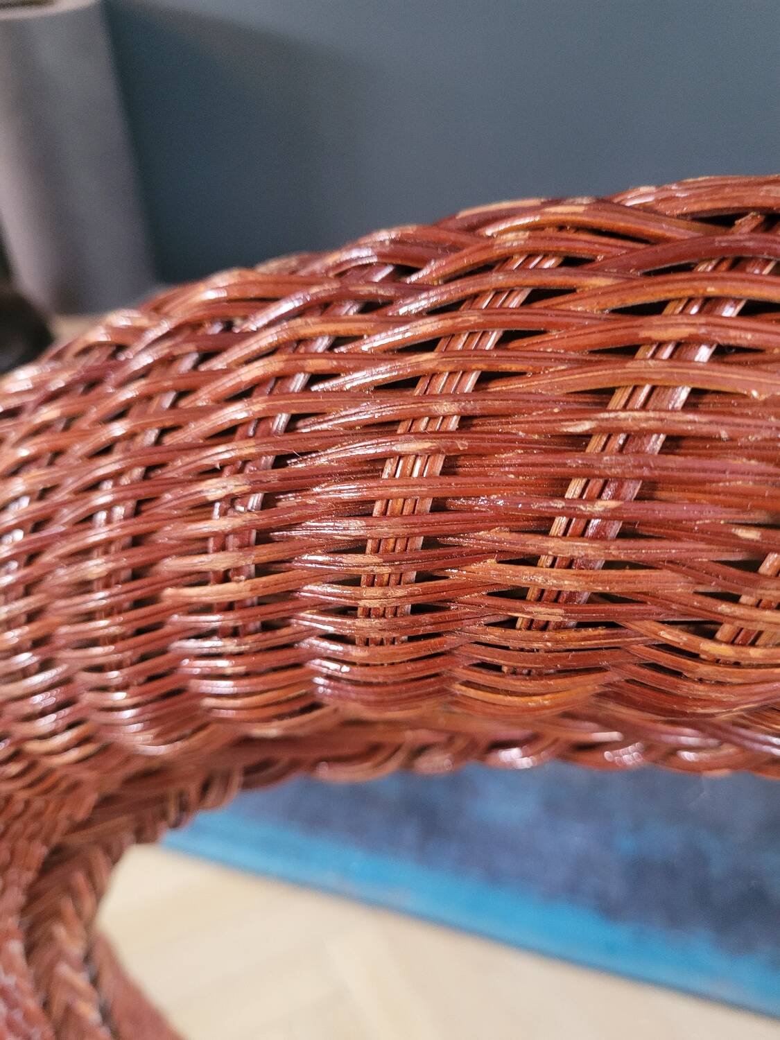 Vintage round rattan mirror