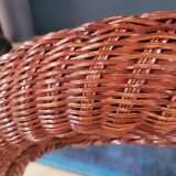 Vintage round rattan mirror