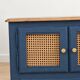 Small renovated vintage buffet in blue from Vosges, Libéron and caning – 2 doors, 2 drawers