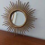 Miroir soleil en bois doré 50cm