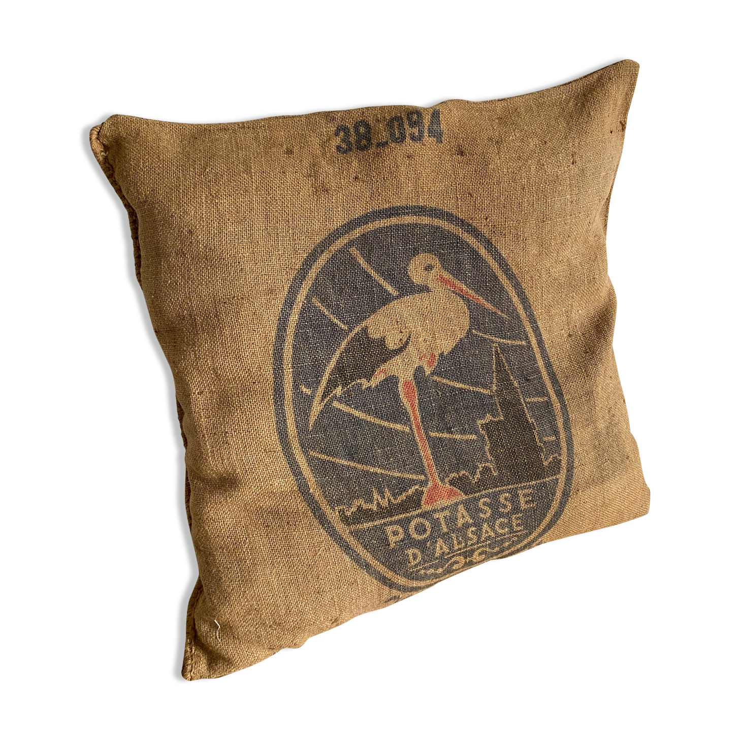Cushion old hemp canvas "Potash d'Alsace"
